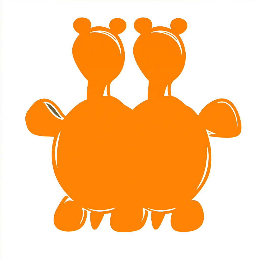 orange_turtule Two cartoonish orange turtles with round bodies and small heads, featuring a playful design suitable for children's content or educational materials.